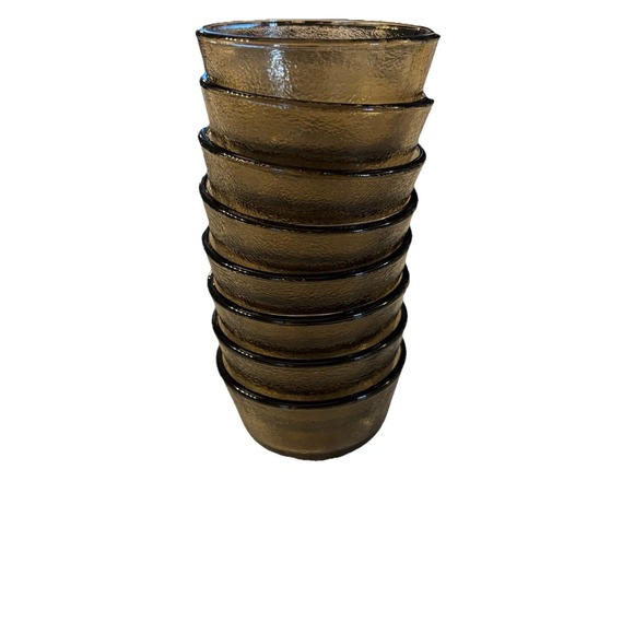 Glasbake Other - Vtg Glass‎ Small Ramekin Bowls Smoke Brown Glasbake Set of 8 Textured 1970s
